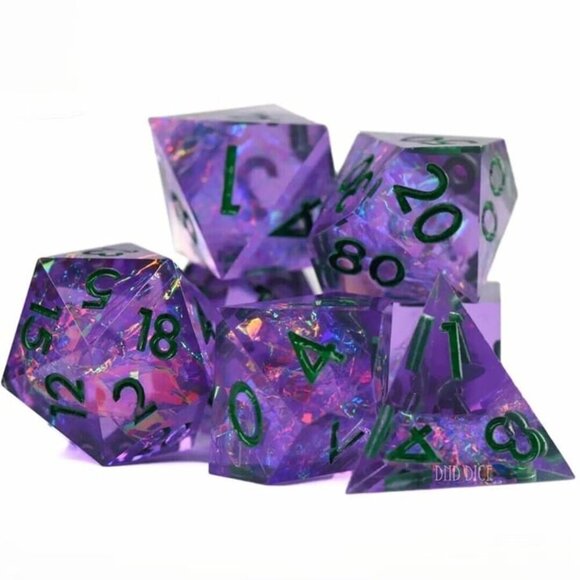 DND Dice Set - Nightshade - 7 Handmade Resin Dice - Fantasy‎ RGP Tabletop Gaming